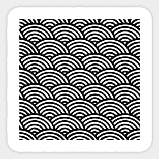 Japanese Wave Seamless Pattern, Black And White Sticker